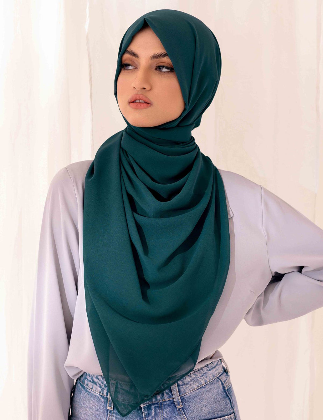 Green Georgette Hijab