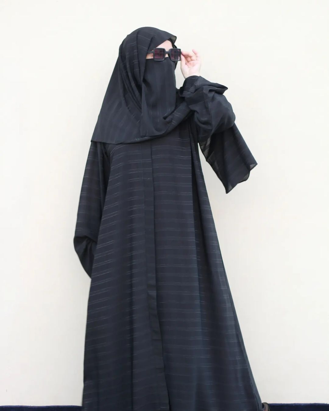 Zari Black Front Open Abaya