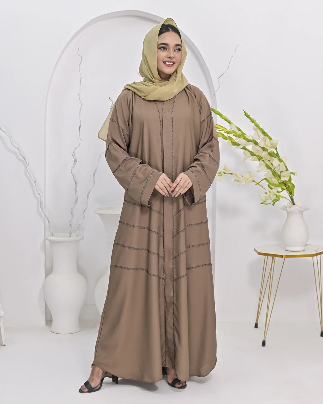 Beige Pearls Abaya