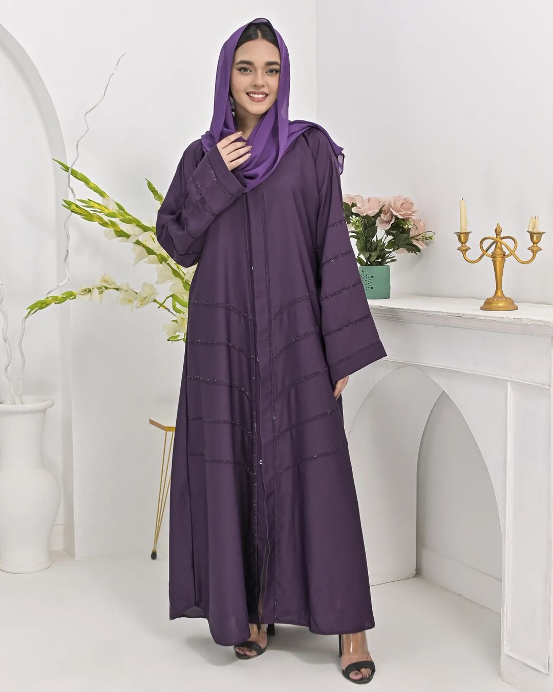 Purple Pearls Abaya