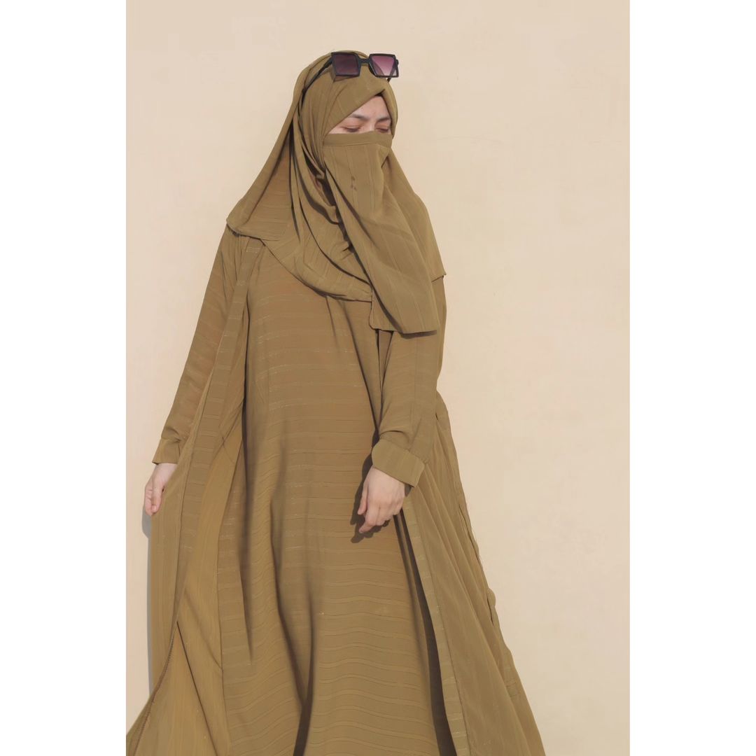 Zari Beige Coat Abaya