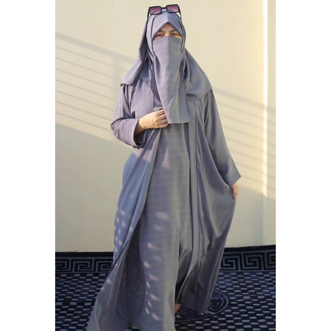 Zari Grey Coat Abaya