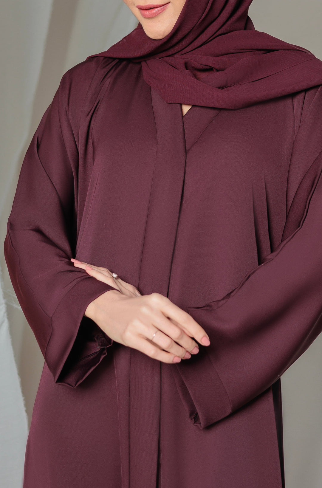 Maroon Front Open Abaya