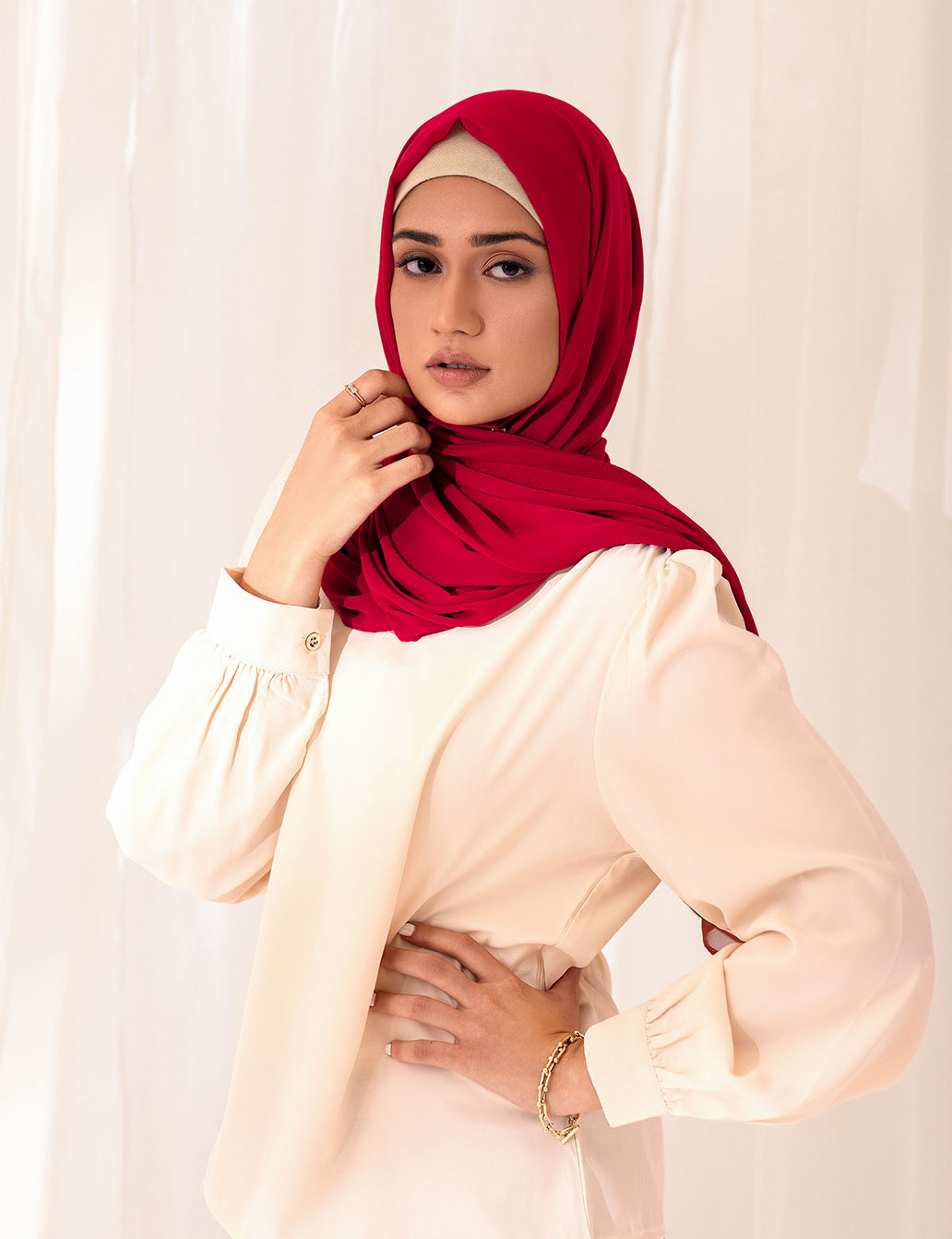 Red Georgette Hijab