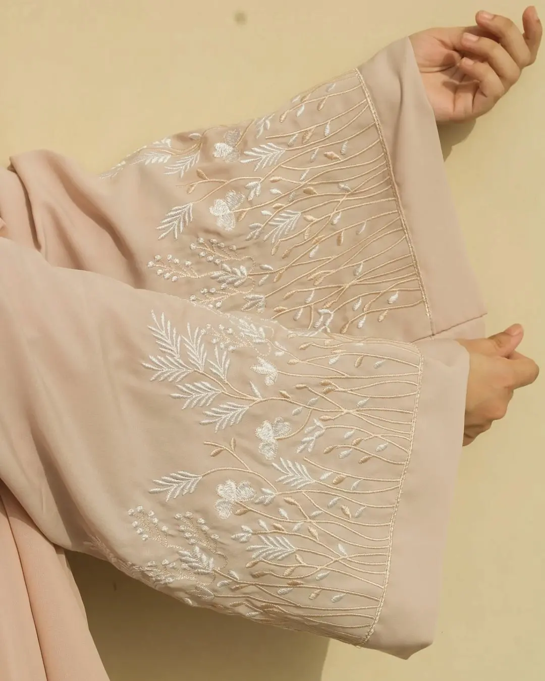 Beige Embroidered Abaya