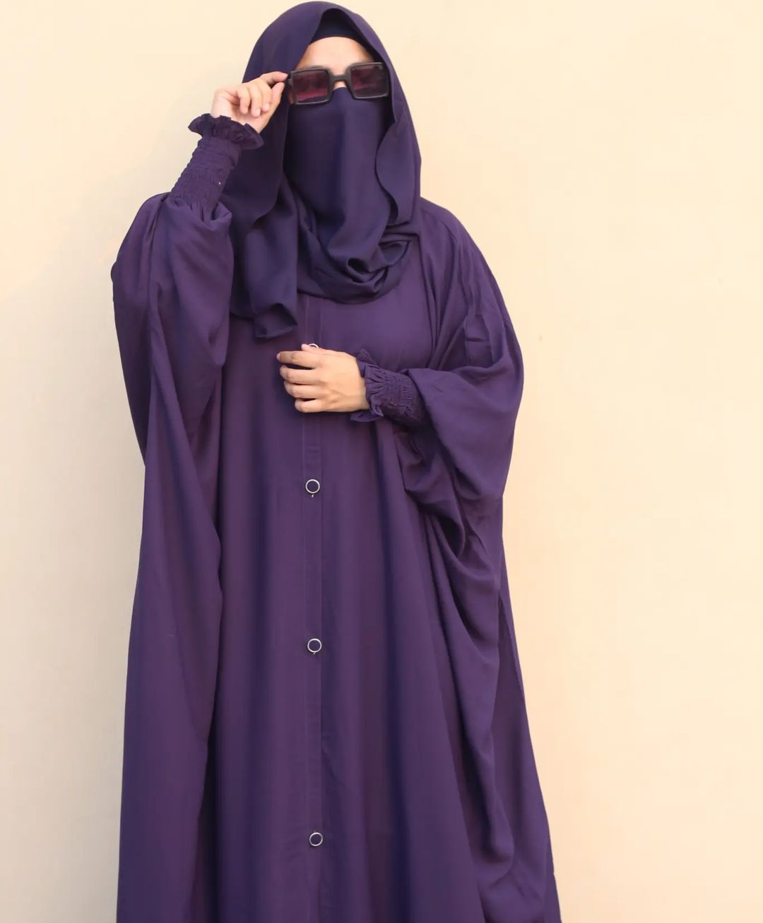 Purple Front Open Beggy Abaya