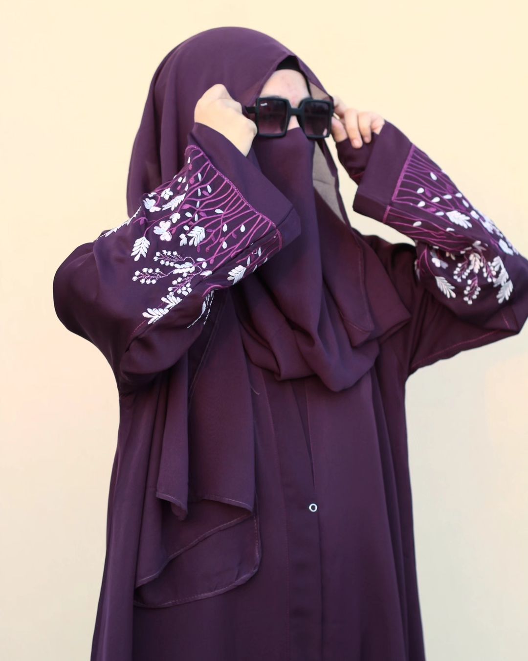 Purple Embroidered Abaya