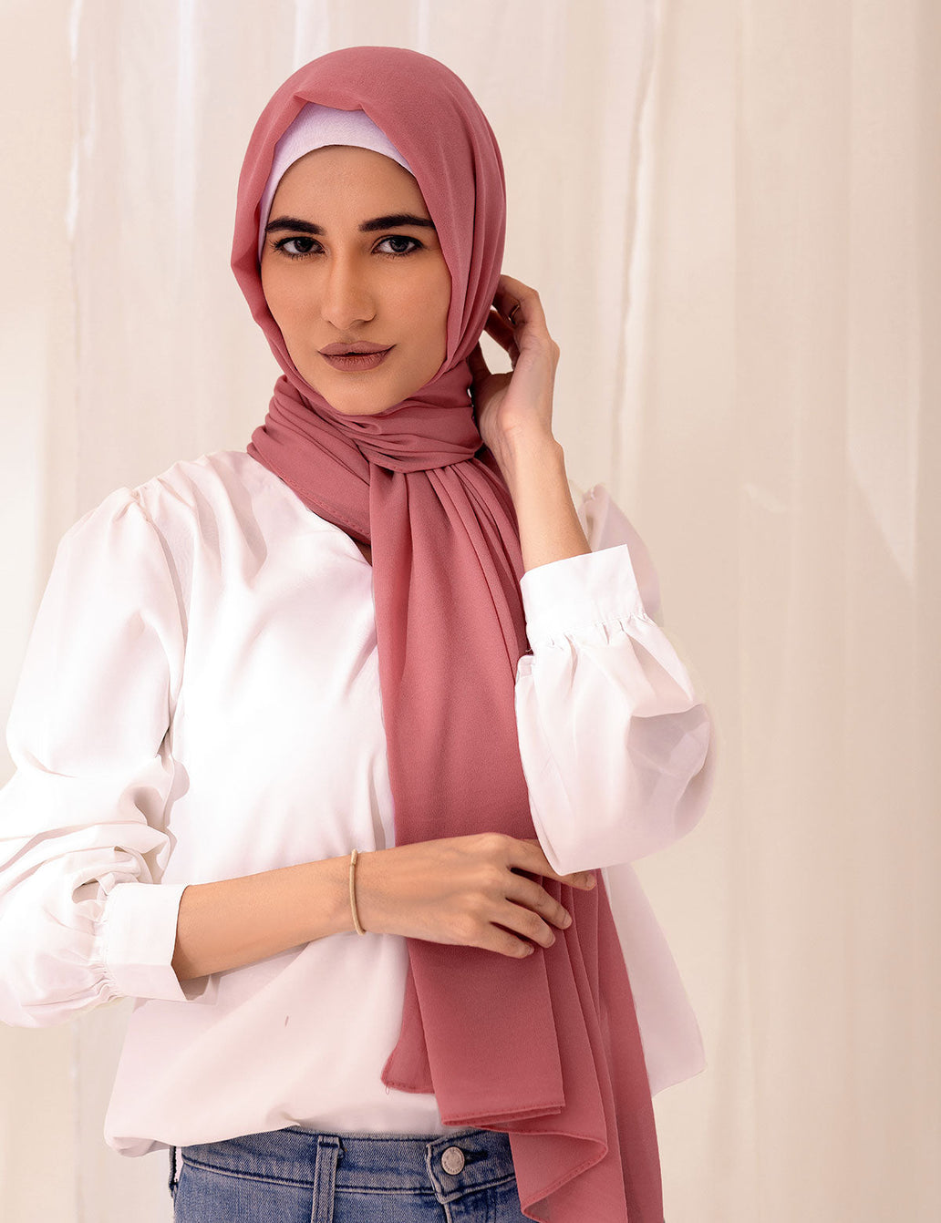 Pink Georgette Hijab