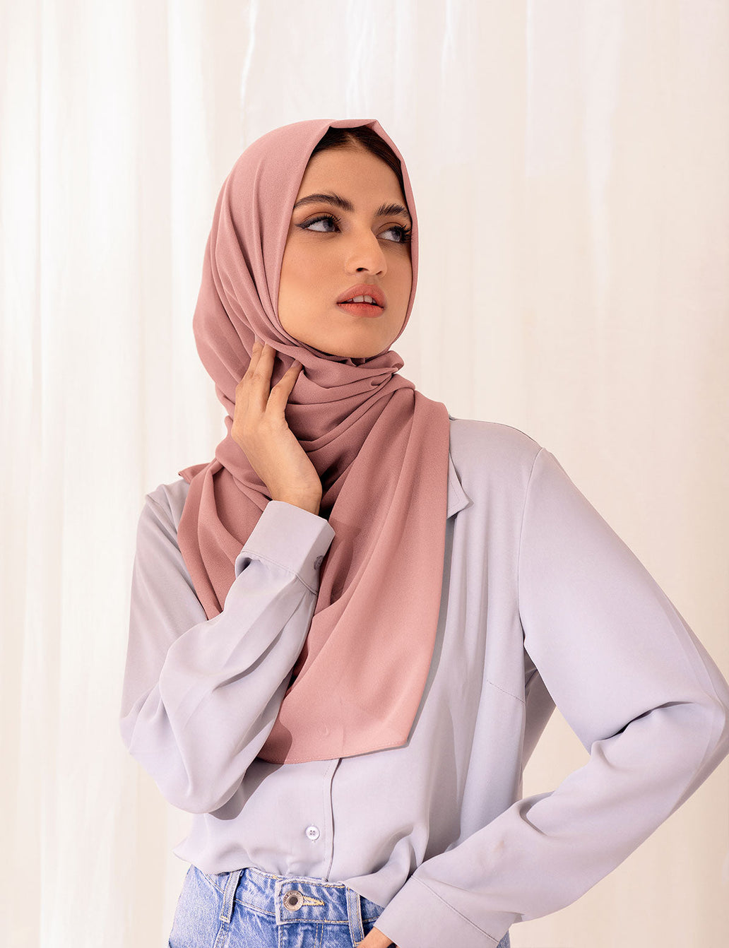 Peach Georgette Hijab