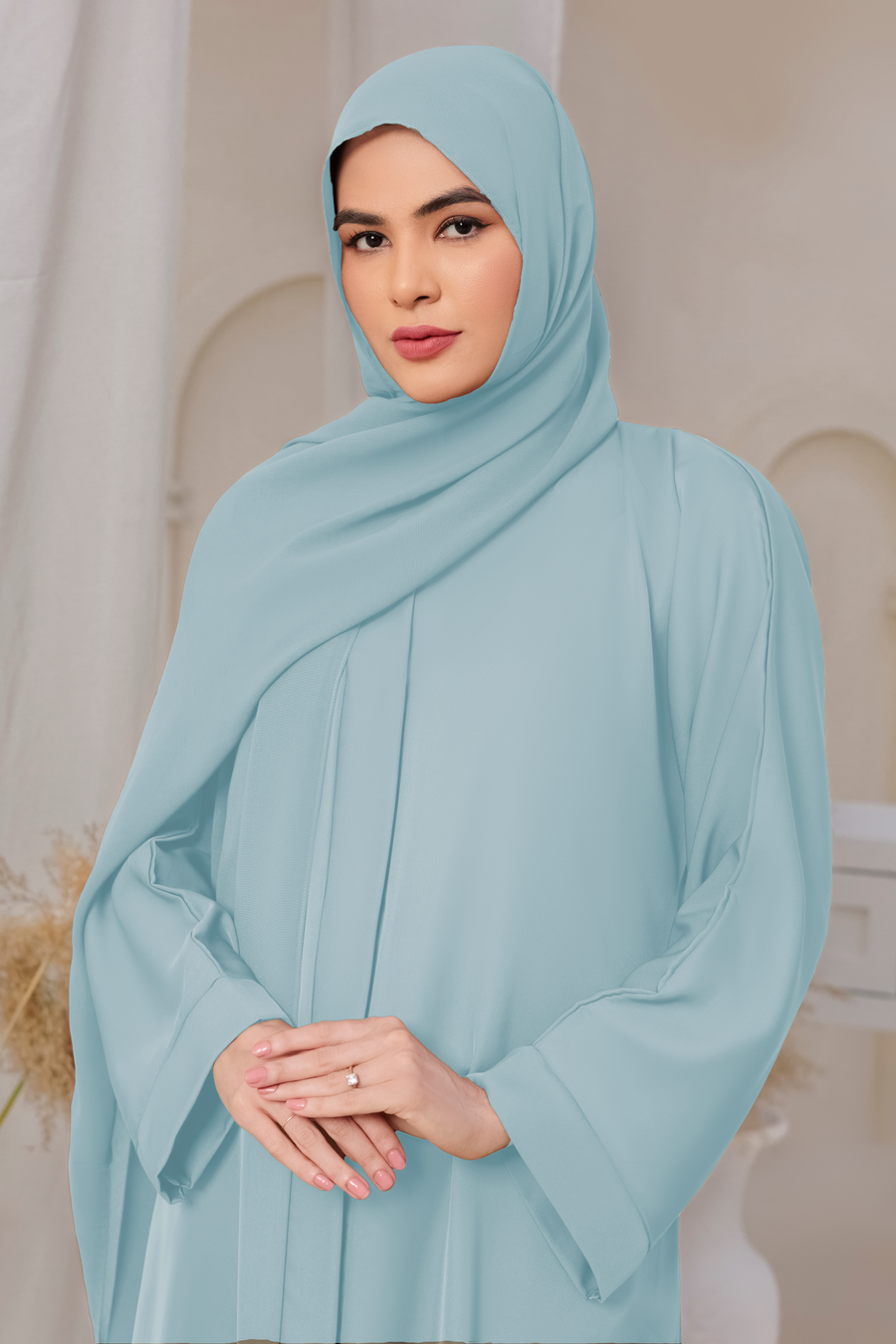 Aqua Front Open Abaya