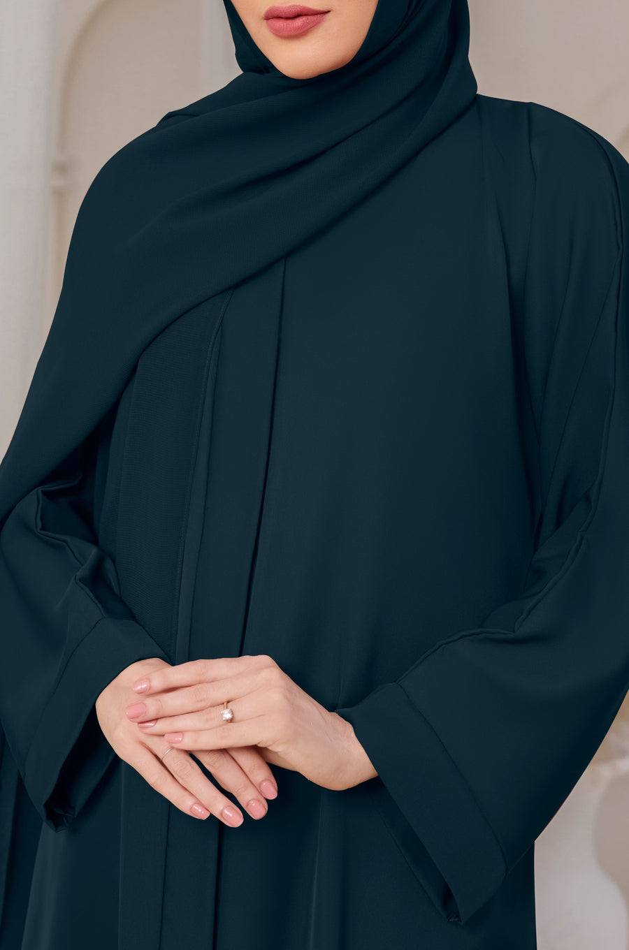 Teal Front Open Abaya