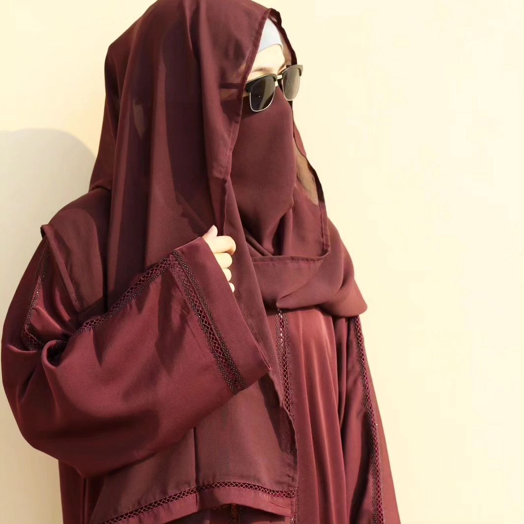 Maroon Lace Abaya