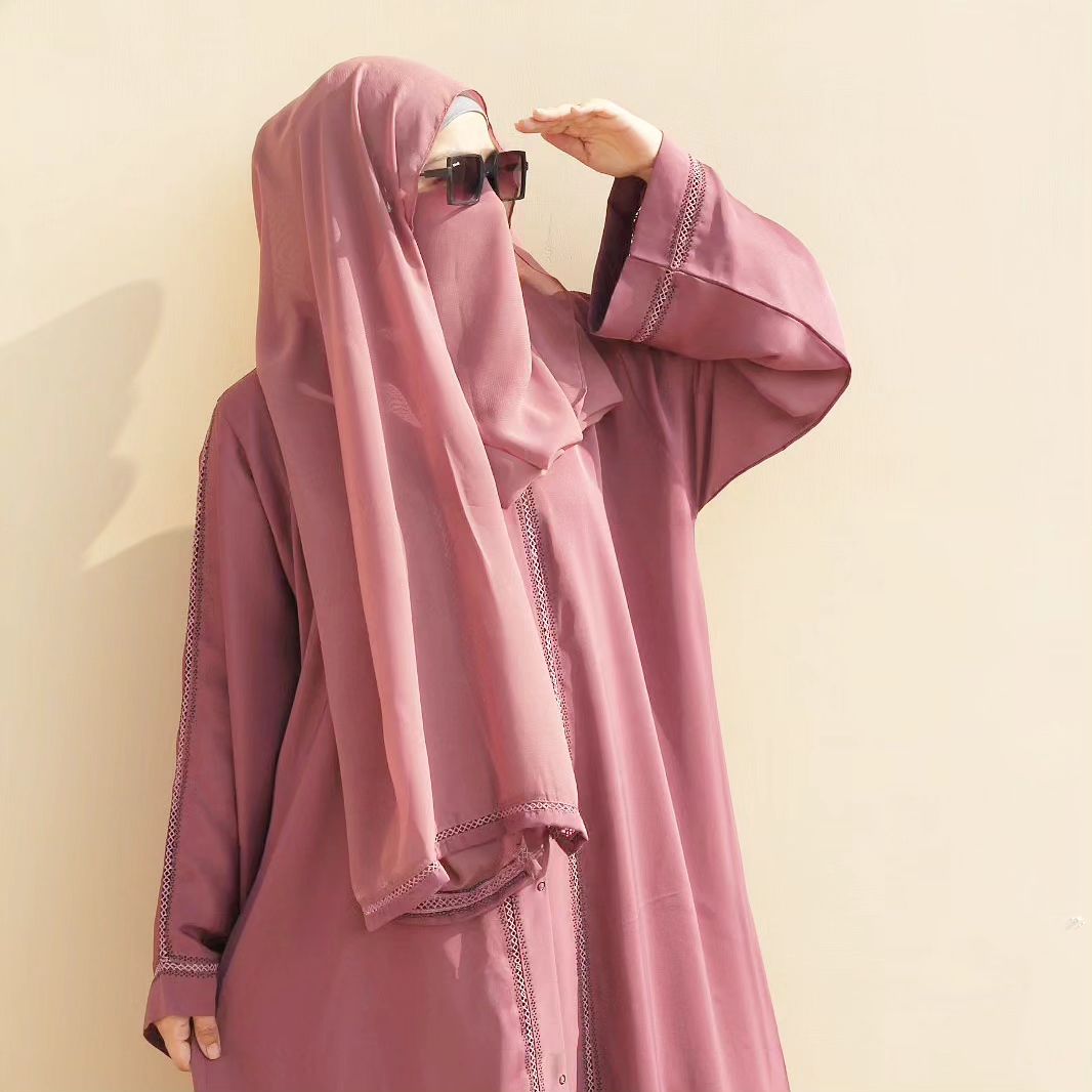 Peach Lace Abaya