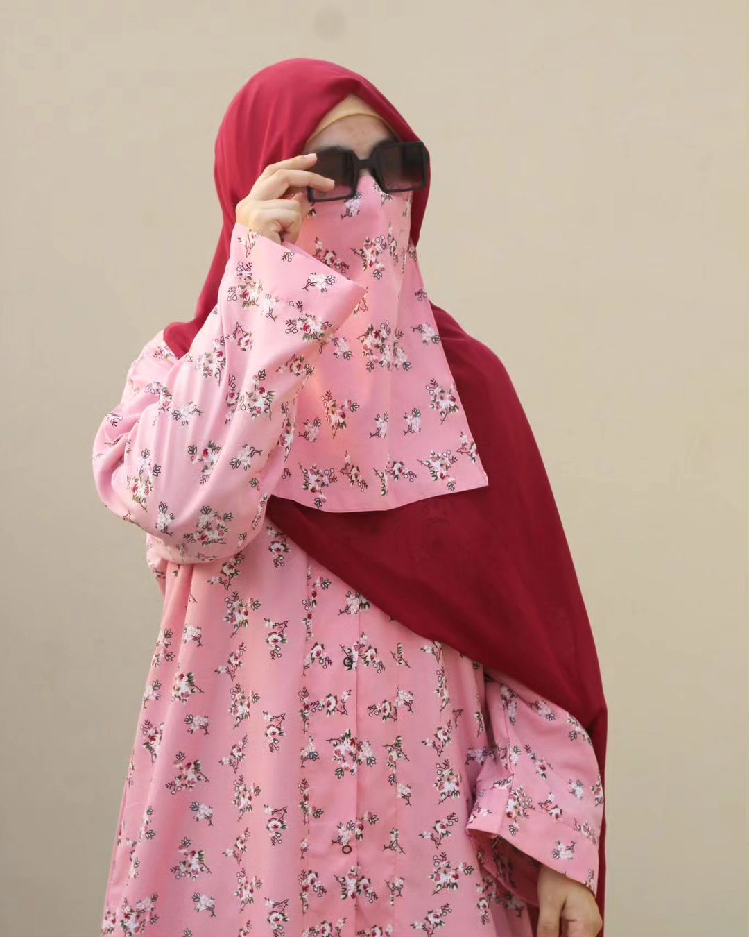 Pink Floral Abaya