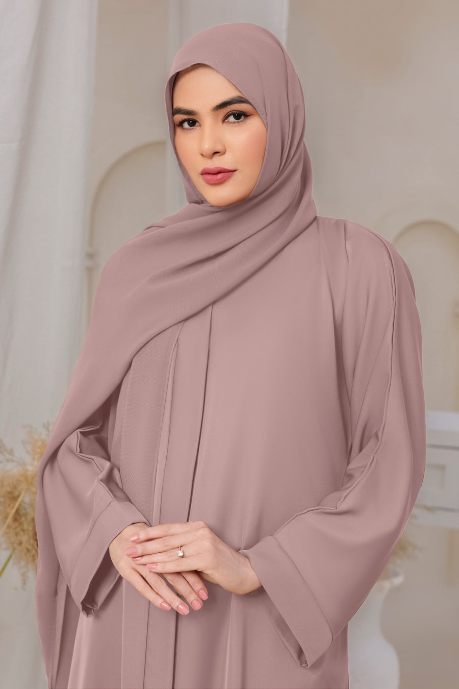 Peach Front Open Abaya