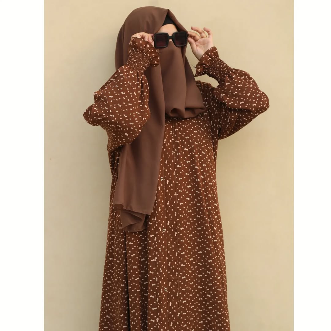 Brown Flowers Abaya