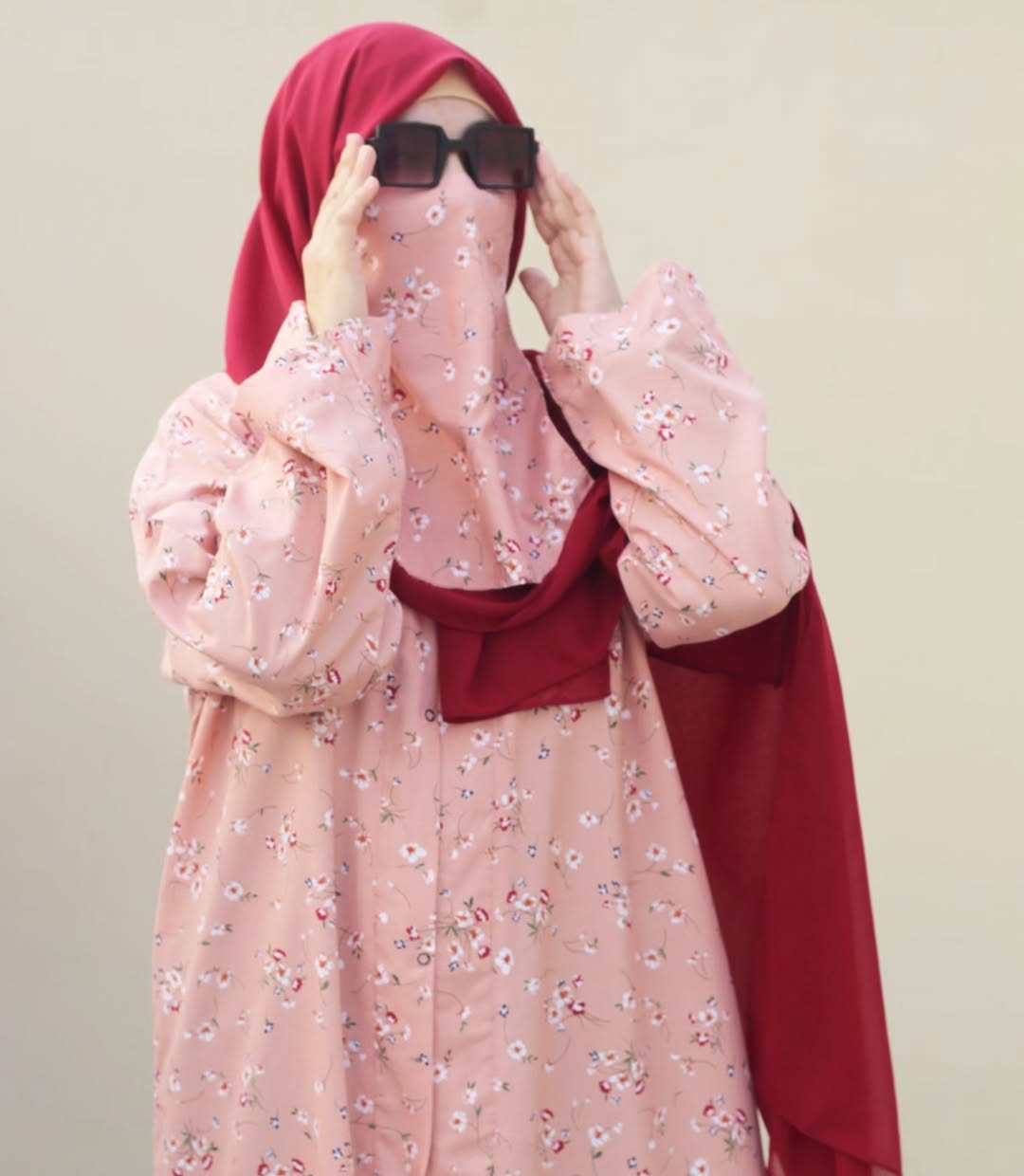 Peach Floral Abaya