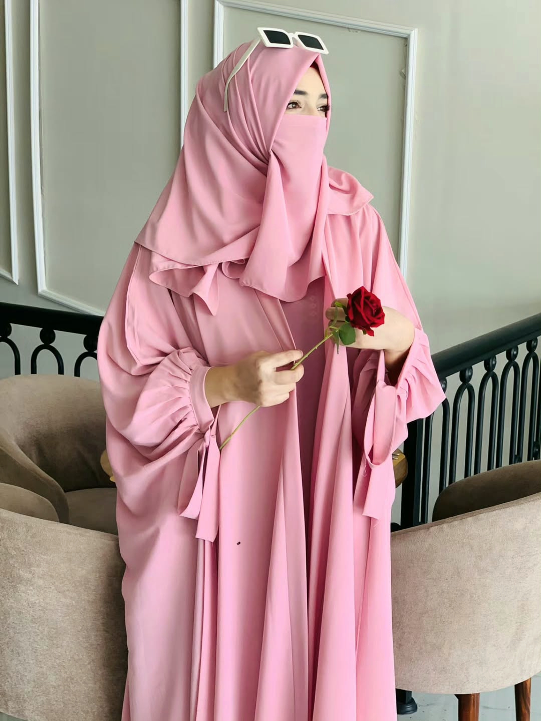 TIE Kaftan Abaya✨🌼 (Pink)