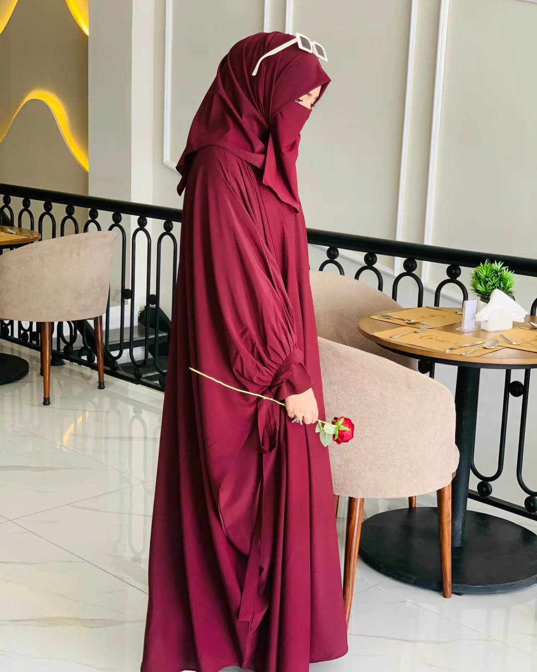 TIE Kaftan Abaya (Maroon)